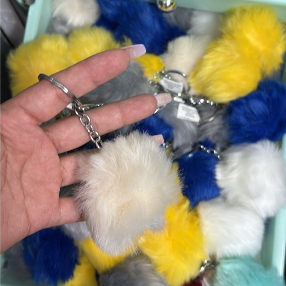 Furry Pom Pom Keychain